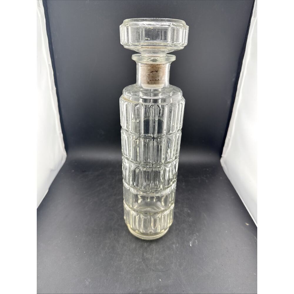 Vintage I.W. Harper Bourbon Whiskey Glass Decanter w/ Stopper Ribbed
